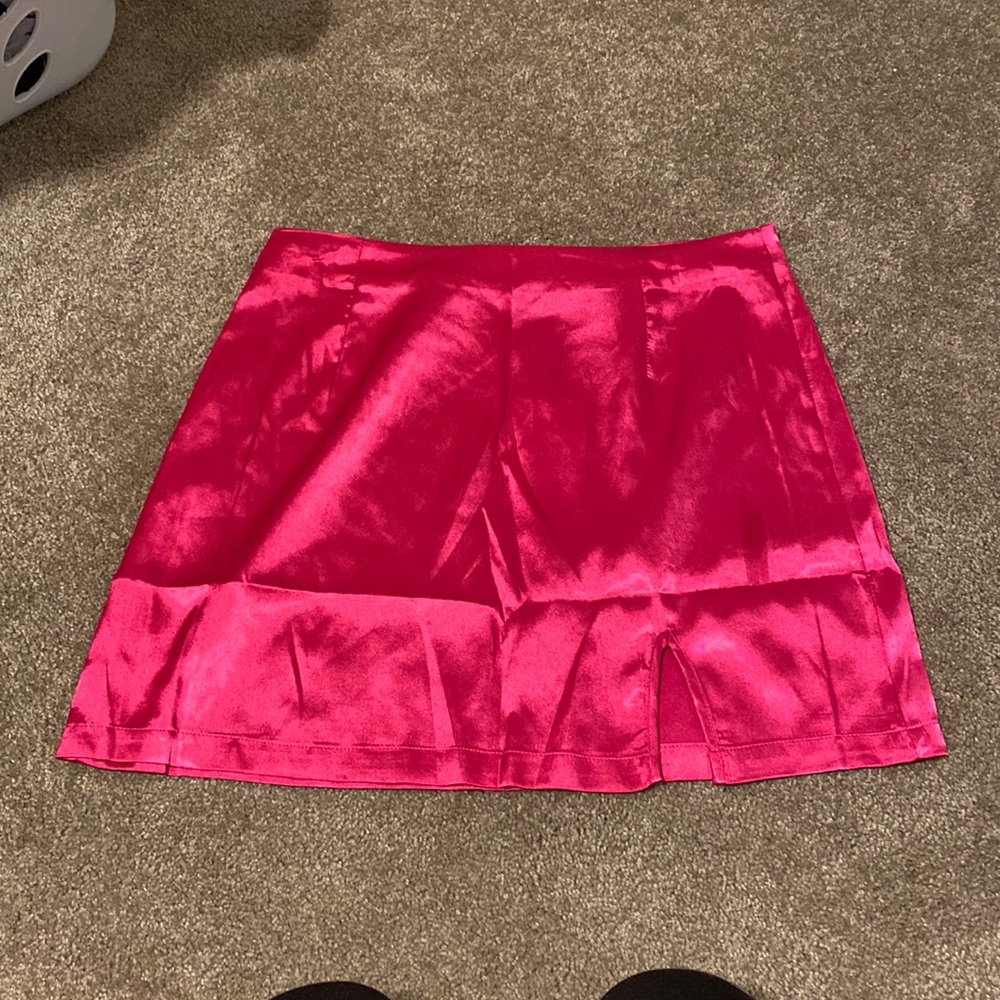 NWT pink satin mini skirt
